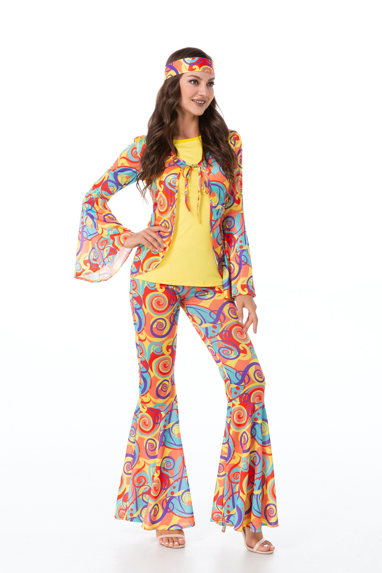 70s Retro Hippie Costume Set Halloween Disco Dance Performance Adult Costume